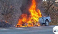 Vehicle Goes Up In Flames On NYS Thruway In Suffern
