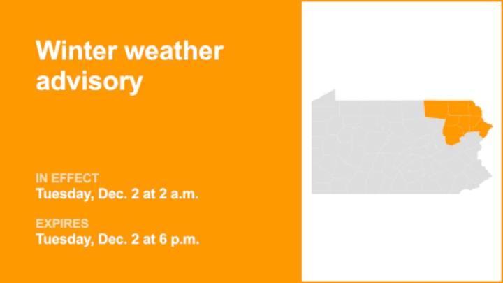 Winter weather advisory in place for Northeast Pa. for Tuesday