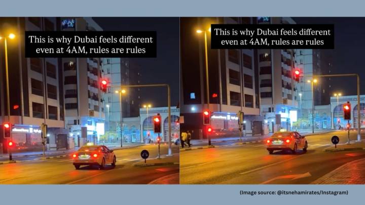 Indian woman shares video of lone car following traffic rules at 4 am in Dubai, video sparks debate: ‘Habibi, come to Mumbai’