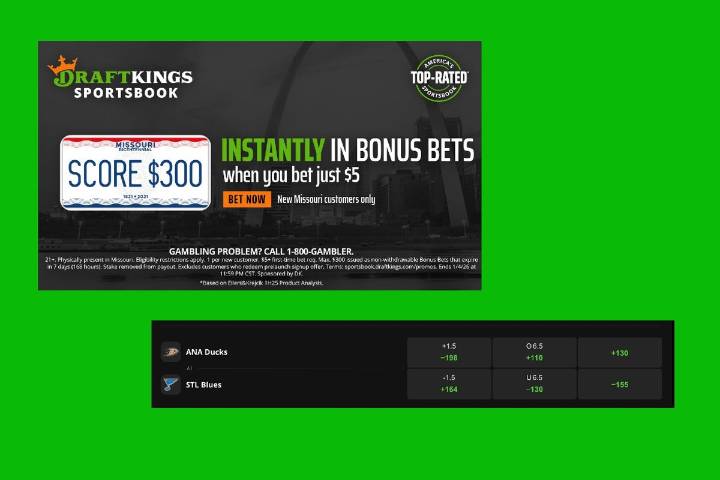 DraftKings Missouri Promo: Get $300 in Bonus Bets for Ducks vs Blues on December 1