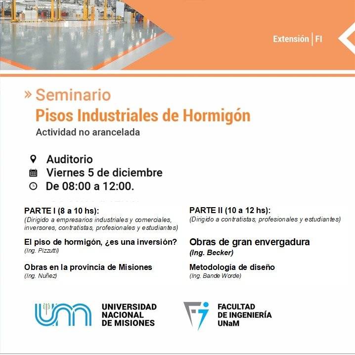 La Facultad de Ingeniería dictará un seminario sobre pisos industriales de hormigón