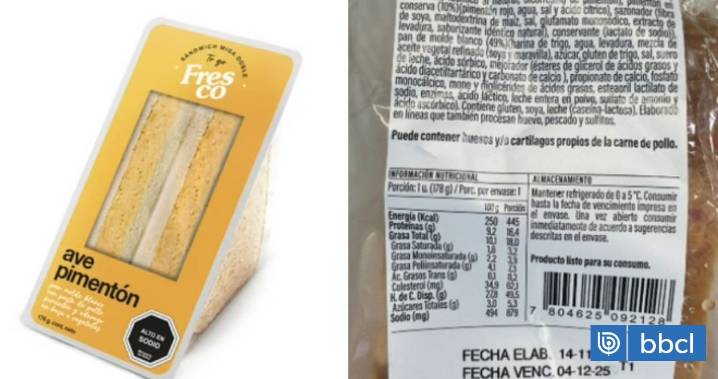 Minsal emite alerta sanitaria por presencia de bacteria en sándwich ave pimentón