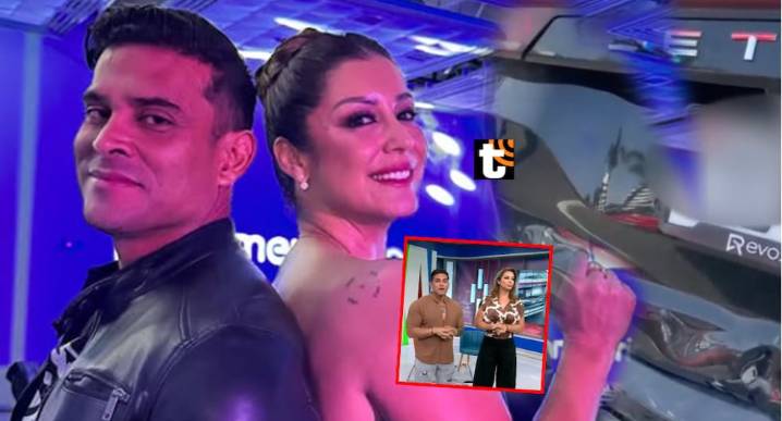 Karla Tarazona y Christian Domínguez sufren accidente vehicular antes de llegar al canal: “Nos chocaron” El auto de los conductores de televisión fue impactado por otra unidad en la avenida Javier Pra