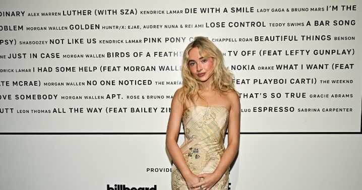 Sabrina Carpenter's Strapless Gown Gives Patchwork Quilt Vibes