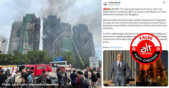 India-based real estate firm Prestige Group has no connection with Hong Kong building that caught fire