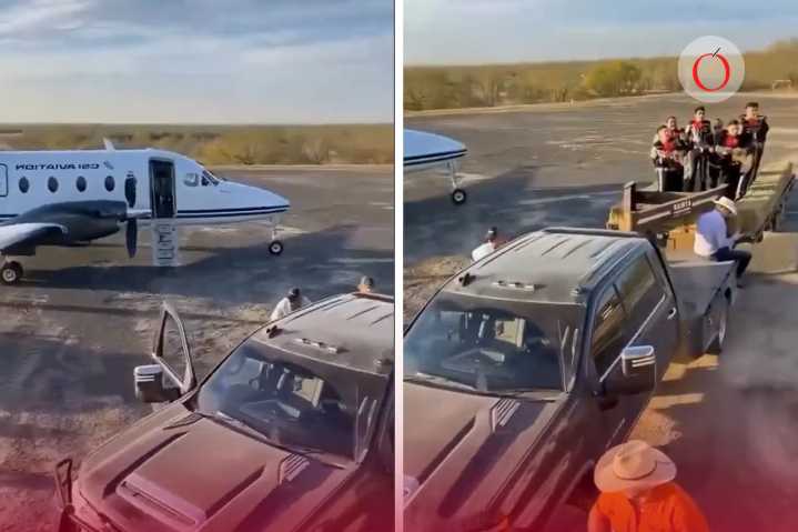 El video revela una escena sorprendente: mariachis tocando en lo que parece ser una celebración mientras personas con armas largas y en presencia de individuos que hablan en inglés