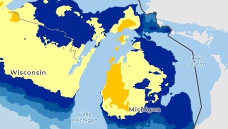Heavy lake-effect snow brewing in Michigan. See predicted snowfall totals