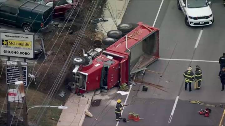 Truck overturns in multi-vehicle crash in Upper Darby Twp., Pa. – NBC10 Philadelphia