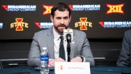 Iowa State football coach Jimmy Rogers fires up Hilton Coliseum crowd