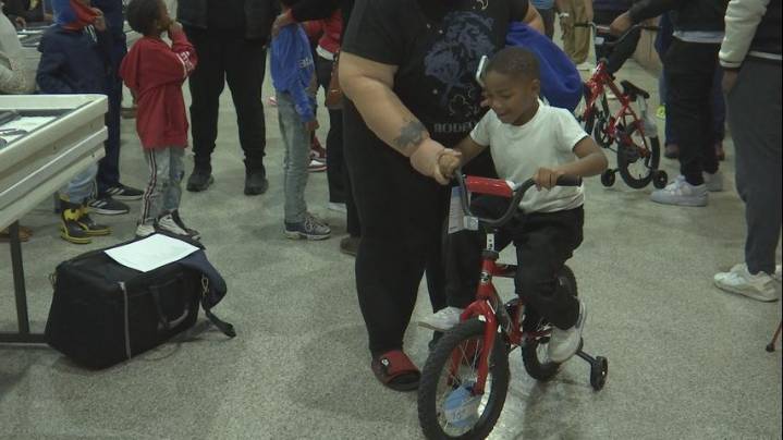 Kids in Baker go home with new bike, toys after city