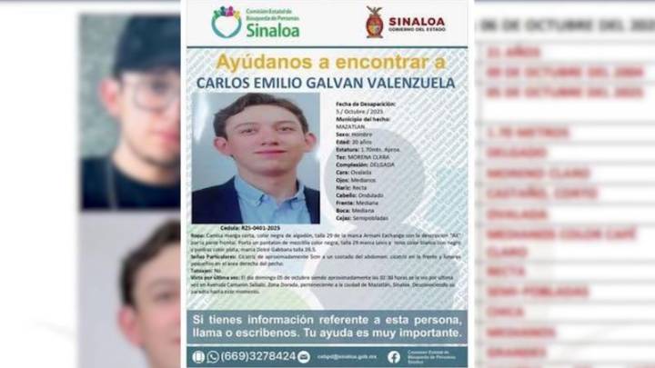 La madre de Carlos Emilio Galván, un joven que desapareció hace dos meses en México, sigue la búsqueda de su hijo