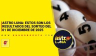 Astro Luna: estos son los resultados del sorteo del 01 de diciembre de 2025
