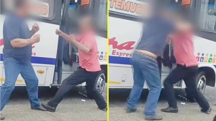 A combo limpio: Video muestra a choferes de bus peleándose por recoger pasajeros en Pitrufquén