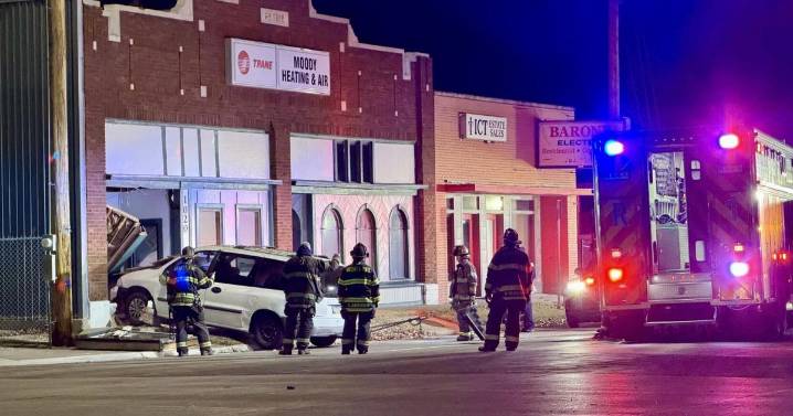 Van crashes into Delano business following traffic incident; One injured