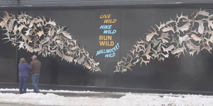 Moose antler mural turning heads in Millinocket