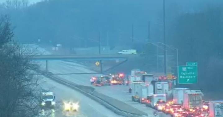 Semi carrying explosives catches fire, shuts down I