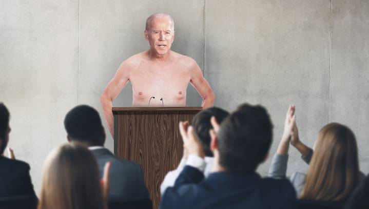 Biden Forgets To Put On Clothes, Media Praises His Majestic Outfit