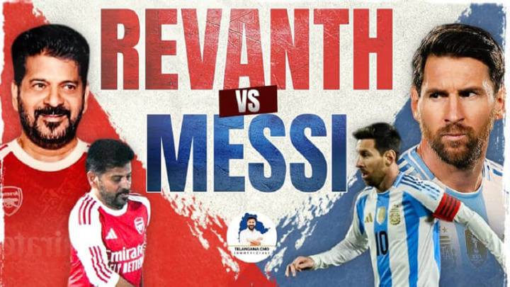 Lionel Messi GOAT India tour: Messi plays football with Telangana CM Revanth Reddy in Hyderabad