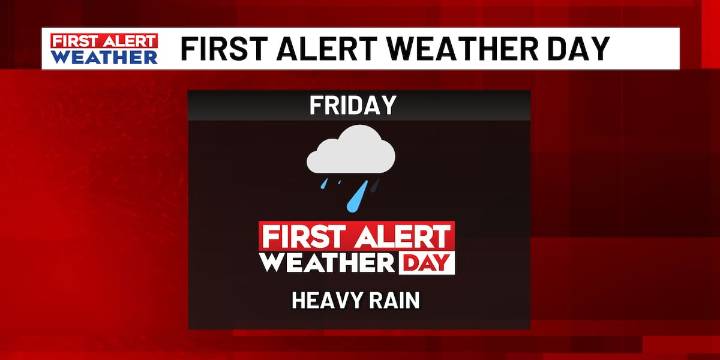 FIRST ALERT WEATHER DAY for widespread rain arriving by Friday morning