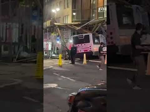 Scene where bus crashed into Manhattan building #shorts