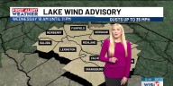 Lake Wind Advisory issued, cloud cover slowly clears throughout the day