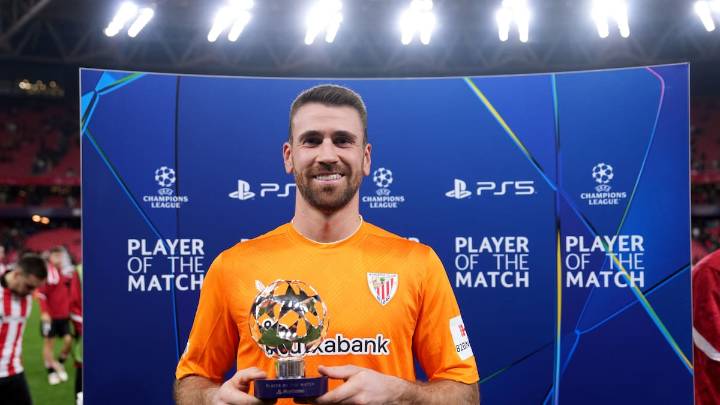 La UEFA ha elegido Unai Simón como mejor portero de la jornada de Champions League tras su actuación contra el PSG