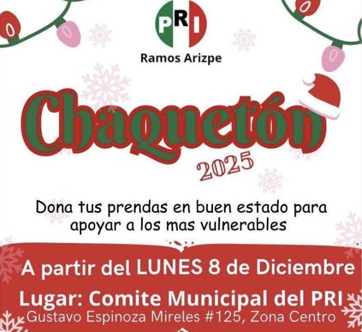 PRI Ramos Arizpe lanza el “Chaquetón 2025” para apoyar a familias vulnerables