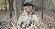Waties Lalich, 11, shoots first buck in hunting, a 9