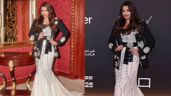 'Why The Blazer Ash?': Netizens Slam Aishwarya Rai's Stylist As She Poses In A Pearlescent Gown Paired With Designer Blazer At Red Sea Film Festival