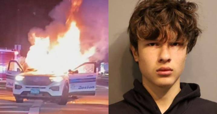 Connecticut teen charged with burning Boston police cruiser in October "street takeover"