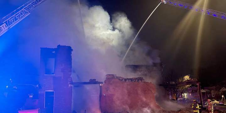 Building collapses after catching on fire in south St. Louis