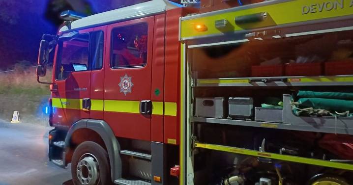 Log pile fire breaks out at North Devon house