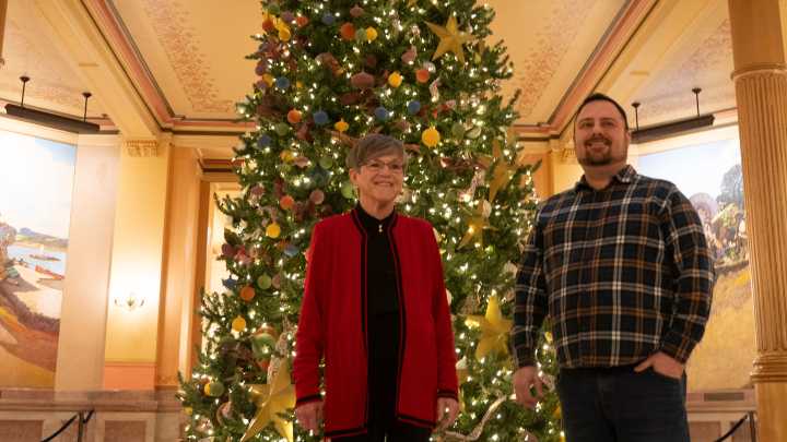 Christmas tree inspired by Kansas motto