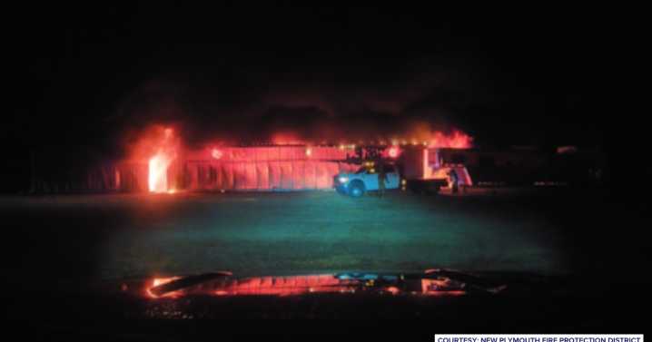 28 horses killed and two people injured in large barn fire in New Plymouth