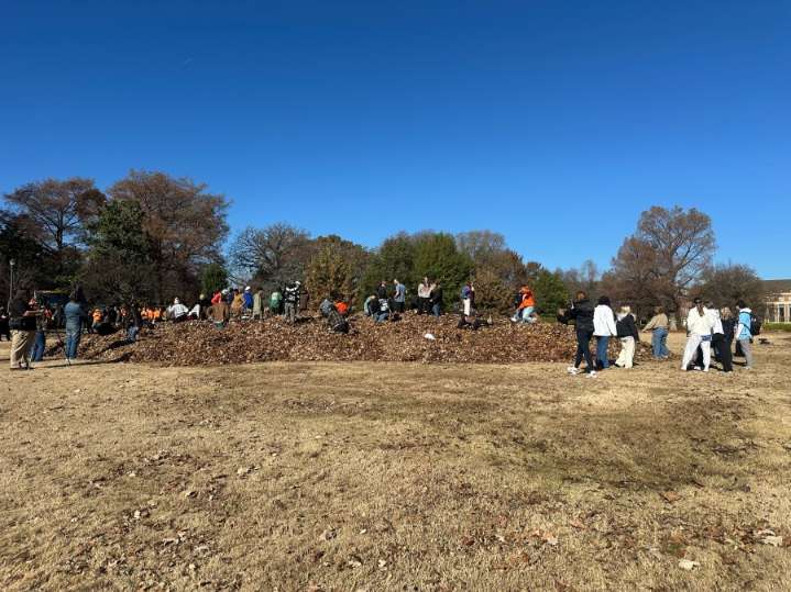 OSU students take a break from books in new 'leaf jump' tradition
