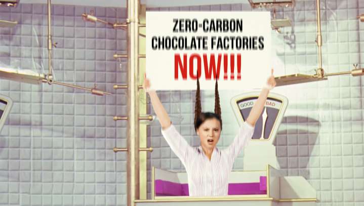 Greta Thunberg Plummets Down Garbage Chute While Demanding Willy Wonka End Harmful Carbon Emissions Now