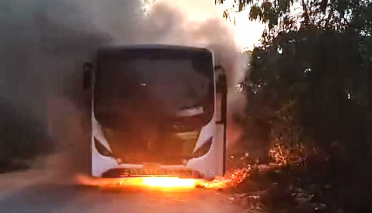 25 Passengers Escape Narrowly As OSRTC Bus Catches Fire In Bargarh