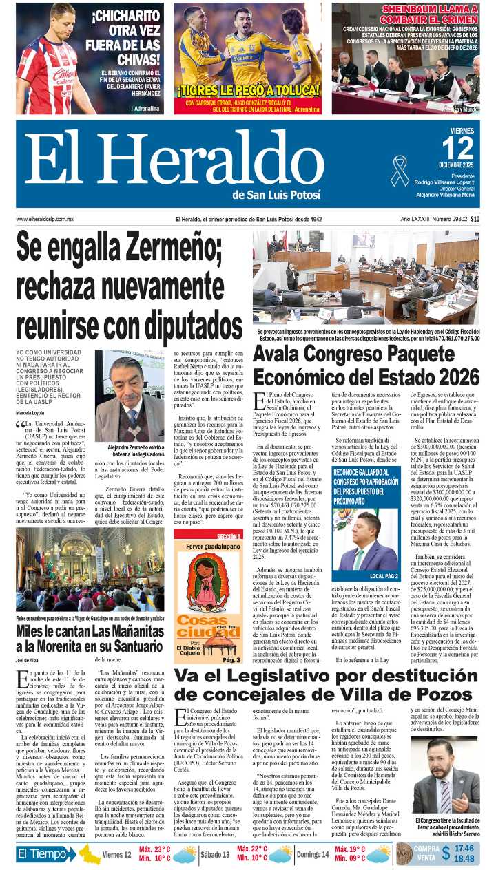 Edición impresa 12 de diciembre de 2025