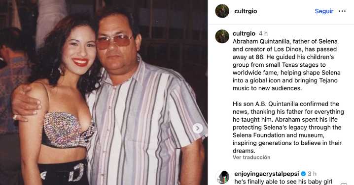 Padre de Selena Quintanilla, Abraham Quintanilla, muere a los 86 años
