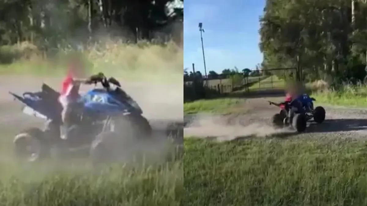 Video: su hijo de 5 años manejaba un cuatriciclo y terminó perdiendo la licencia