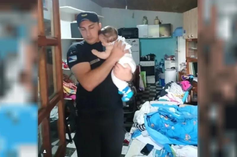 Conmoción: la Policía rescató a un bebe de 7 meses que quedó solo en una vivienda