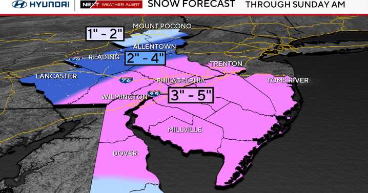 Snow maps show who gets the most in the Philadelphia region tonight. Here's the weather forecast.
