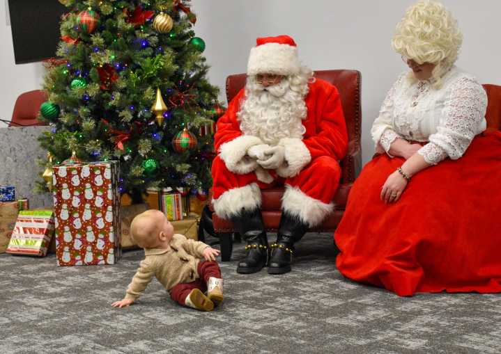 Snapshots with Santa and Mrs. Claus at City Hall