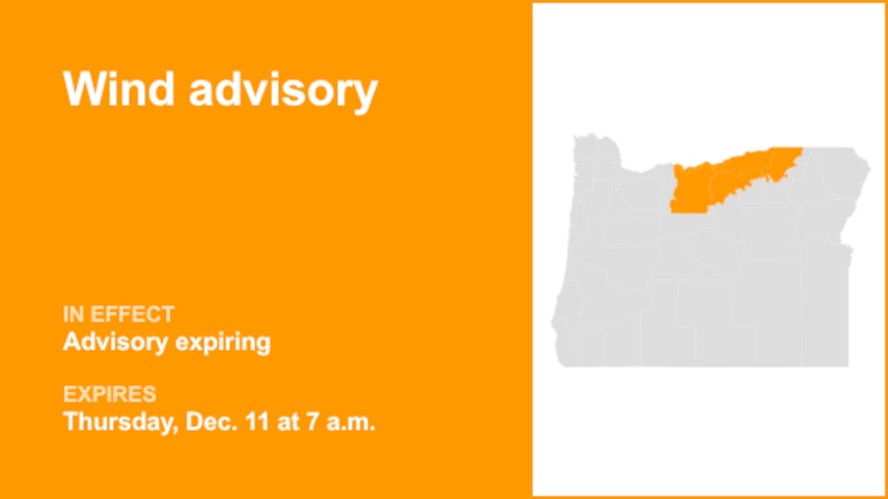 The current wind advisory for Columbia River Gorge will expire at 7 a.m.