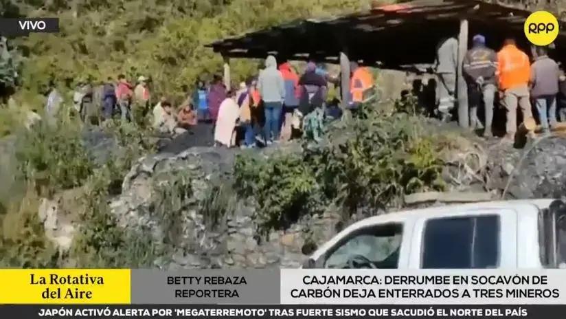 Cajamarca: derrumbe en socavón de carbón deja tres mineros atrapados