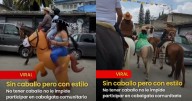“Que no tener caballo no te detenga”: Joven se vuelve viral por asistir a una cabalgata con un caballo de juguete