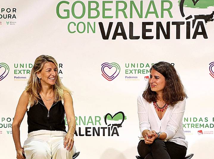 Yolanda Díaz no aparece (de momento) en la campaña extremeña por el veto de Podemos mientras se vuelcan Montero y Belarra