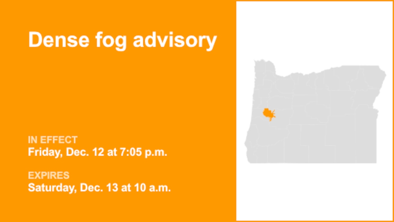 Dense fog advisory active for Lane County Lowlands until Saturday morning