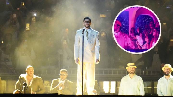 Diego Boneta, Renata Notni y Ana de la Reguera en el segundo concierto de Bad Bunny en el Estadio GNP