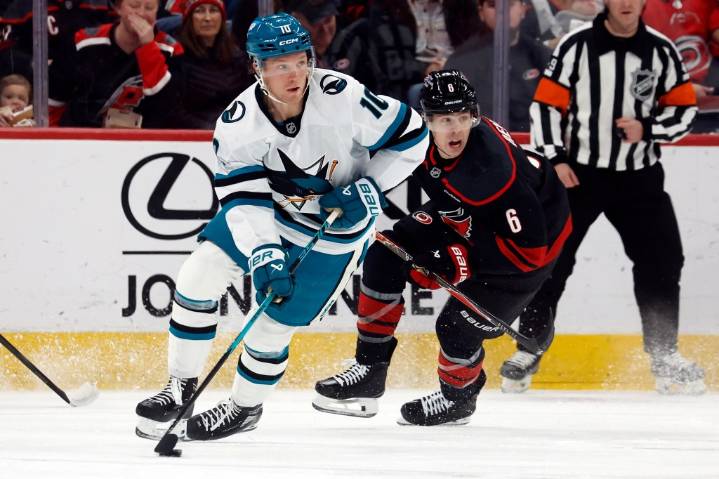 Celebrini’s three-point game leads Sharks to impressive win over Hurricanes
